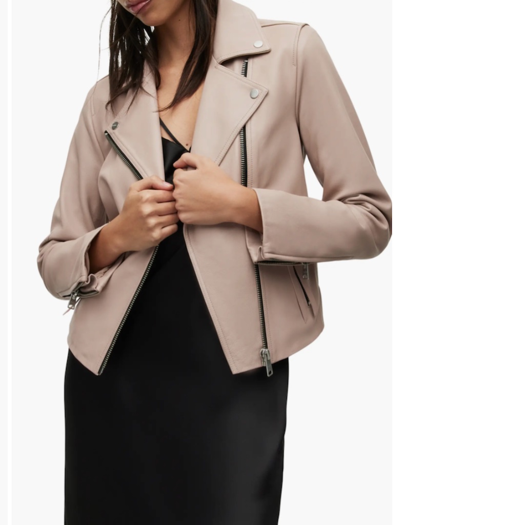 Nwt $529 Allsaints Dalby Leather Biker Jacket In Pale Orchid Pink - Size 0!